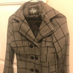 Gray & Black Double Breasted Pea Coat